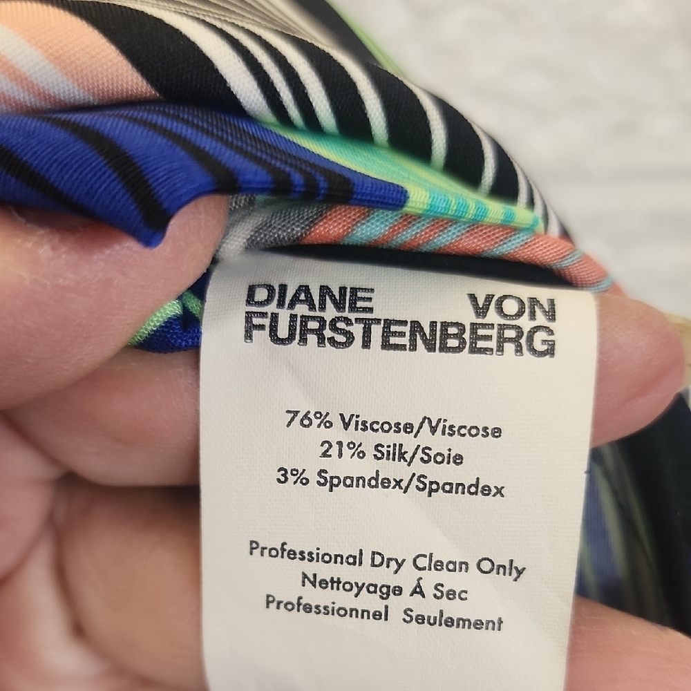Diane Von Furstenberg Multi-Stripe Short Sleeve Mini Dress - Picture 10 of 10